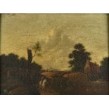 18th Century English School oil on canvas laid down on panel, 'Landscape with Horse and Rider', 23