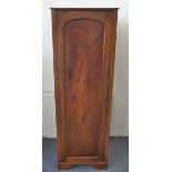 A Victorian mahogany gentleman's wardrobe, single door, brass handle, 61 cm wide x 50 cm deep x