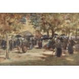 Thomas William Morley (1859-1925) watercolour on paper, French Market Scene', signed 'T.W.Morley' (