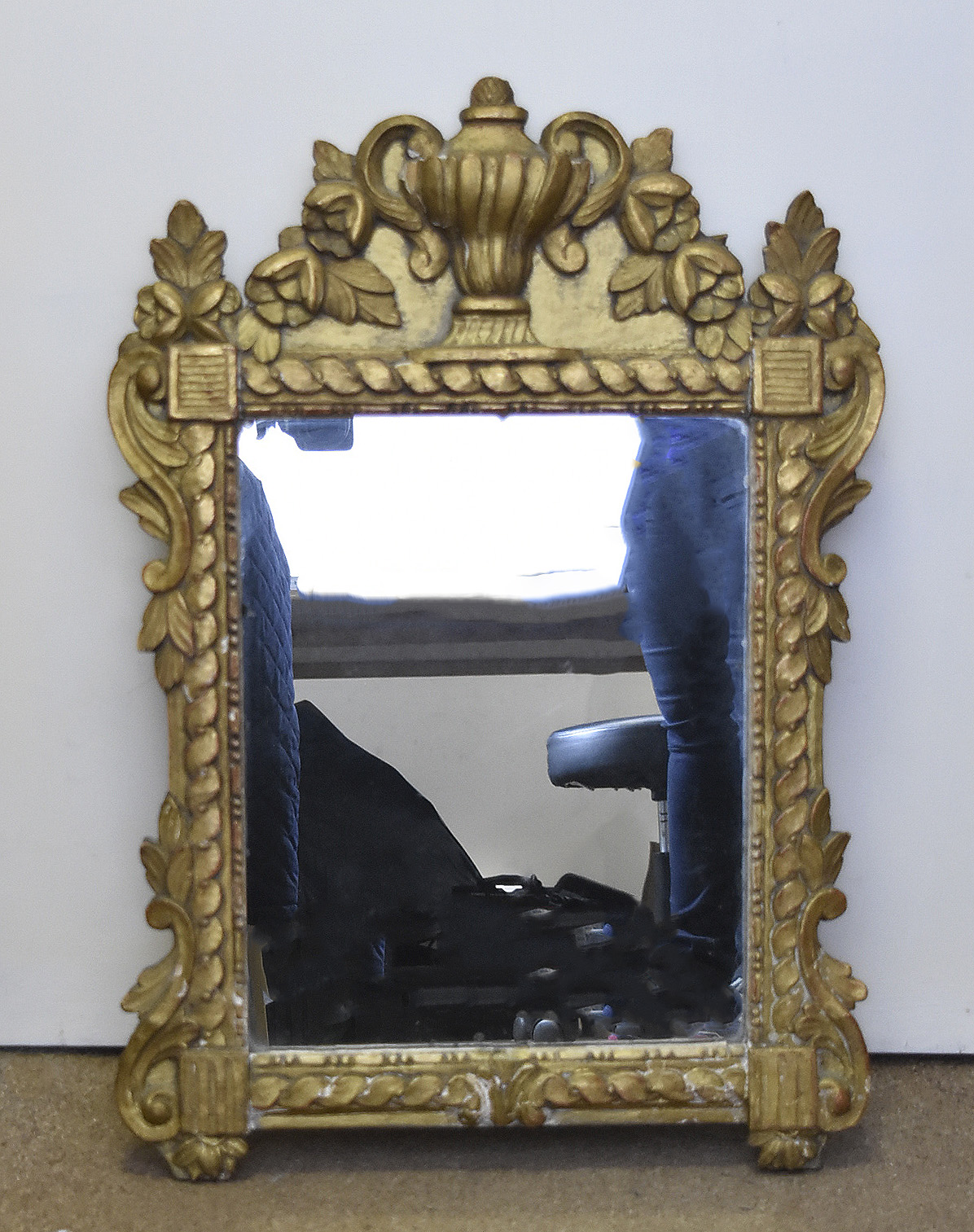 A 19th Century giltwood framed wall mirror, rectangular mirror, frame with rope twist pilasters,