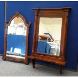 A 19th Century mahogany hall mirror, bevelled plate flanked by columns. Together with a later