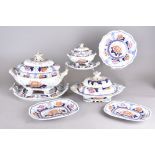 An extensive Hicks and Meigh stoneware dinner service, in Imari colours, the 24 place setting