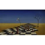 B.G.Price (20th Century) oil on board, Chess in the Desert', signed and dated 'B.G.Price/1964' (