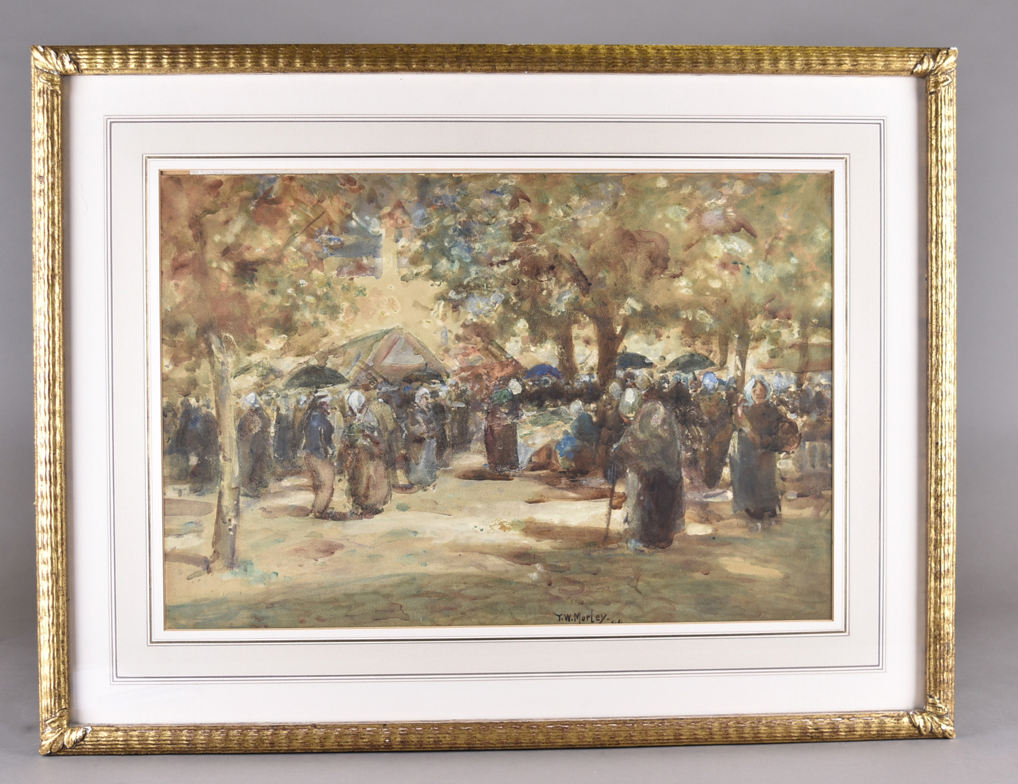 Thomas William Morley (1859-1925) watercolour on paper, French Market Scene', signed 'T.W.Morley' ( - Image 2 of 2