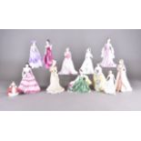 A collection of four Coalport, Royal Doulton and Royal Worcester figures, Ladies of Fashion'