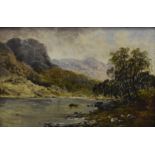 Richard Herd (c. 1835-1910) oil on board, Thirlmere and Raven Crag', 1892, signed, inscribed and