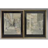 20th Century British School pair of watercolour and ink on paper, A View of Shepherd Market,