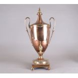 A 19th Century copper and brass samovar, in the Neoclassical shape, twin handled urn with tapered