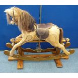 A vintage wooden rocking horse, laminated construction, by Ian Armstrong, Durham, 40 cm wide x 104