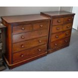 Two Victorian mahogany chest-of-drawers, both with two short over three long drawers, one 95 cm wide