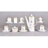 A 1961 coffee set designed by Bele Bachem (1916-2005) for Rosenthal with astrological decoration,