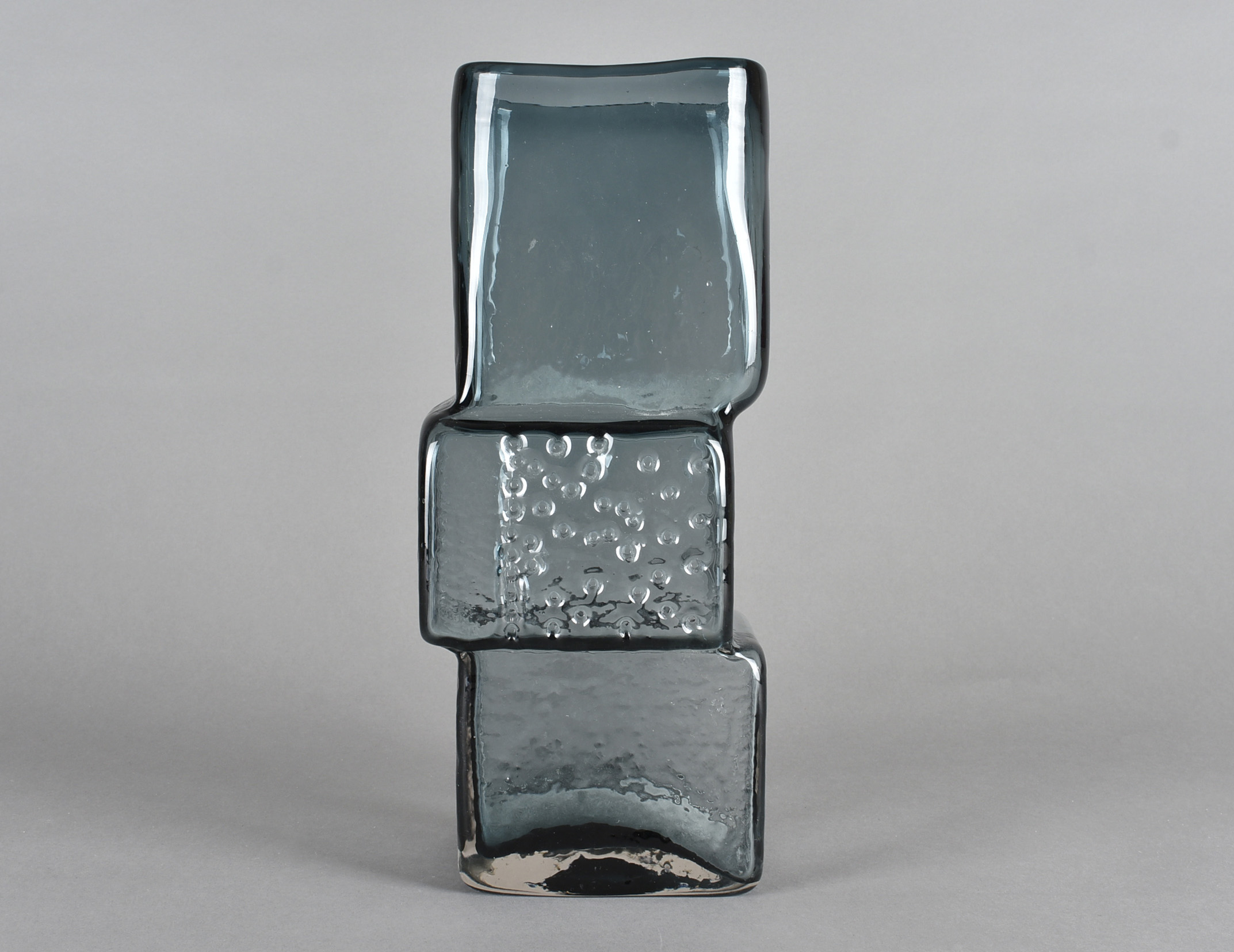 Geoffrey Baxter for Whitefriars, a Textured glass range large 'Drunken Bricklayer' vase pattern 9672