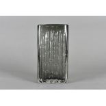 Geoffrey Baxter for Whitefriars, a Textured glass range 'Bamboo' slab vase pattern 9669 in Pewter,