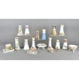 A collection Noritake porcelain hatpin holders, including footed bowls, matchbox holders,