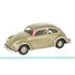 Uncommon Lego 1/43 Scale VW Beetle, in metallic gold, F-G, some paint loss around windows, crack