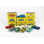 Matchbox Lesney 1-75 Series Cars, 31 Lincoln Continental, 36 Opel Diplomat, 64 MG 1100, 53 Ford