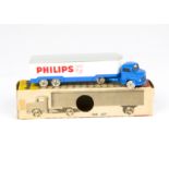 Lego 1960s 00/HO Gauge boxed 657 Mercedes Articulated Philips Lorry, in blue and white with grey