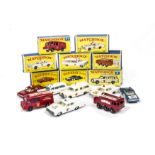 Matchbox Lesney 1-75 Series Emergency Service Vehicles, 57 Land Rover Fire Truck, 55 Police Car (2),