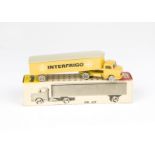 Lego 1960s 00/HO Gauge boxed 657 Mercedes Articulated Interfrigo Lorry, in mustard with grey roof,