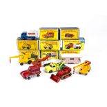 Matchbox Lesney 1-75 Series, 35 Snow-Trac, 58 Drott Excavator, 11 Jumbo Crane (2), 71 Wreck Truck,