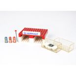 Lego twin garage with two clear display bricks and set of pumps, with Mercedes Benz 190SL, F-G,