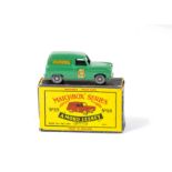 A Matchbox Lesney 1-75 Series 59a Ford Thames "Singer" Van, dark green body, GPW, in original type B