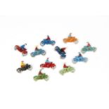 1960s Lego Motorbikes and drivers HO/OO Gauge, various colours (11)