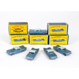 Matchbox Lesney 1-75 Series 57a Chevrolet Impala, five examples, all differing variations