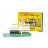 Matchbox Lesney MG-1b 'BP' Sales and Service Station, green base, white building, 'Matchbox