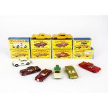 Matchbox Lesney 1-75 Series Cars, 15 Volkswagen, 53 Mercedes-Benz Coupe (2), one SPW, one BPW, 45