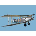 A large scratch built flying scale model of a Bristol World War One biplane fighter, well