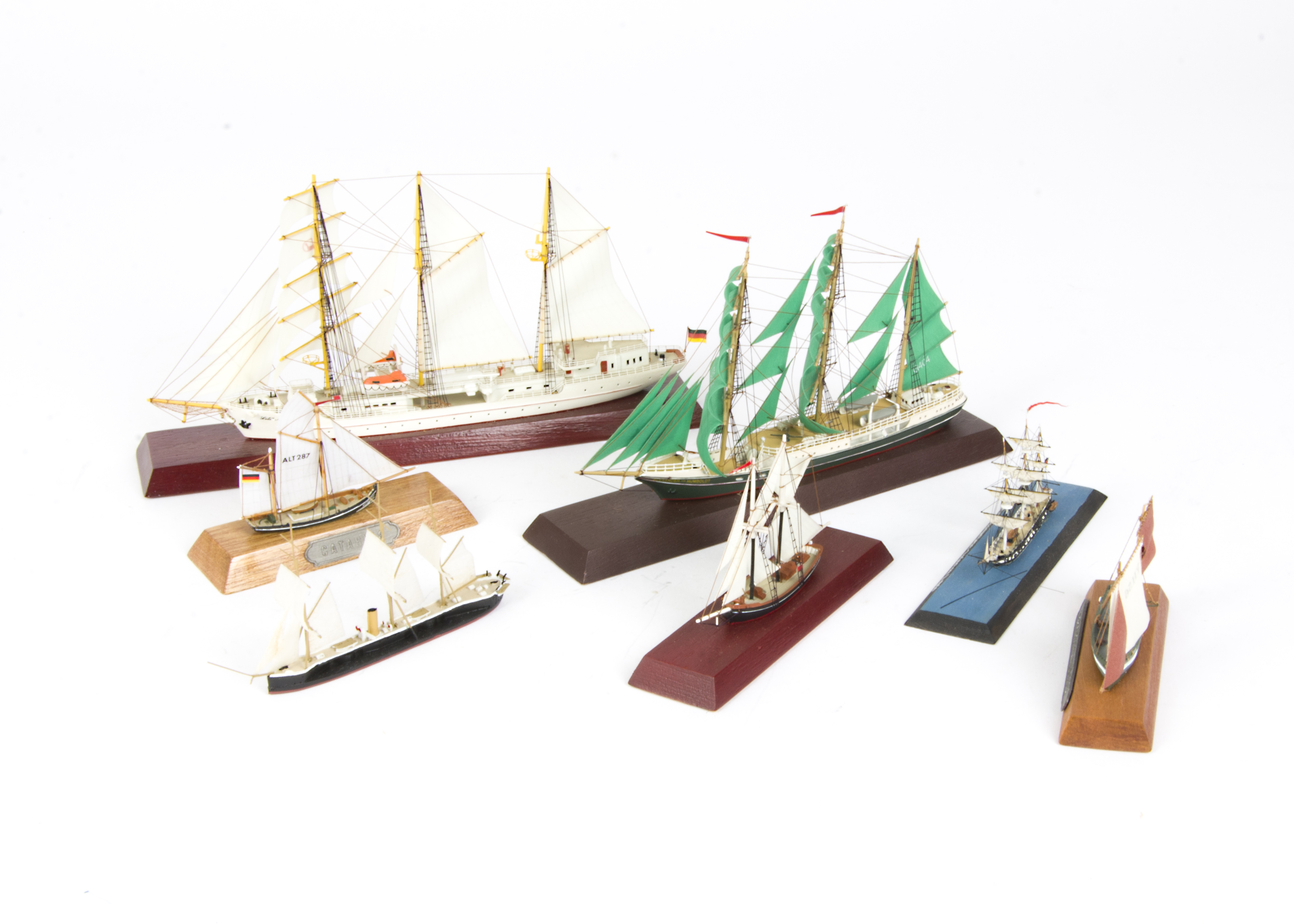 Large collection of sailing vessels various makers and spanning several centuries waterline and