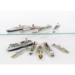 Various makers modern Ocean Cruise Liners 1:1200 scale and smaller waterline models, metal, CM KR