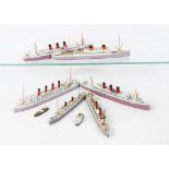 Various makers metal and resin 1:1200 scale Castle Line Ocean Liners waterline models, CM KR