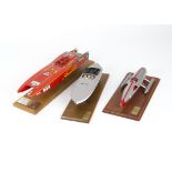 Three large scale racing boats, Luciano Piazzai fine resin 1/35 scale model of Annabella Offshore