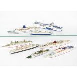 Various makers modern Ocean Cruise Liners 1:1200 scale and smaller waterline models, metal, AL 140