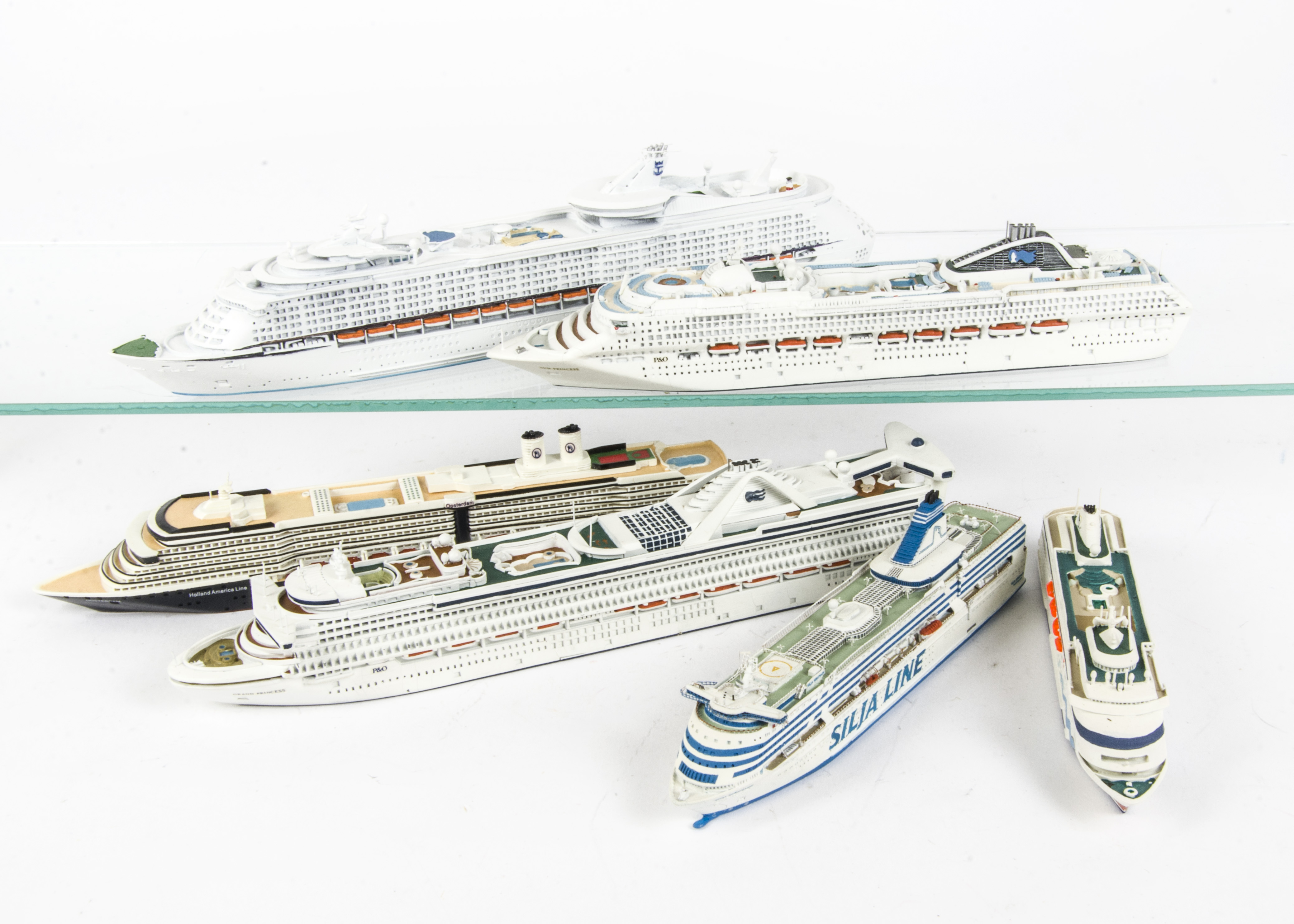 Various makers Cruise Liners 1:1200 metal and resin waterline models, metal, Skytrex Grand Princess,