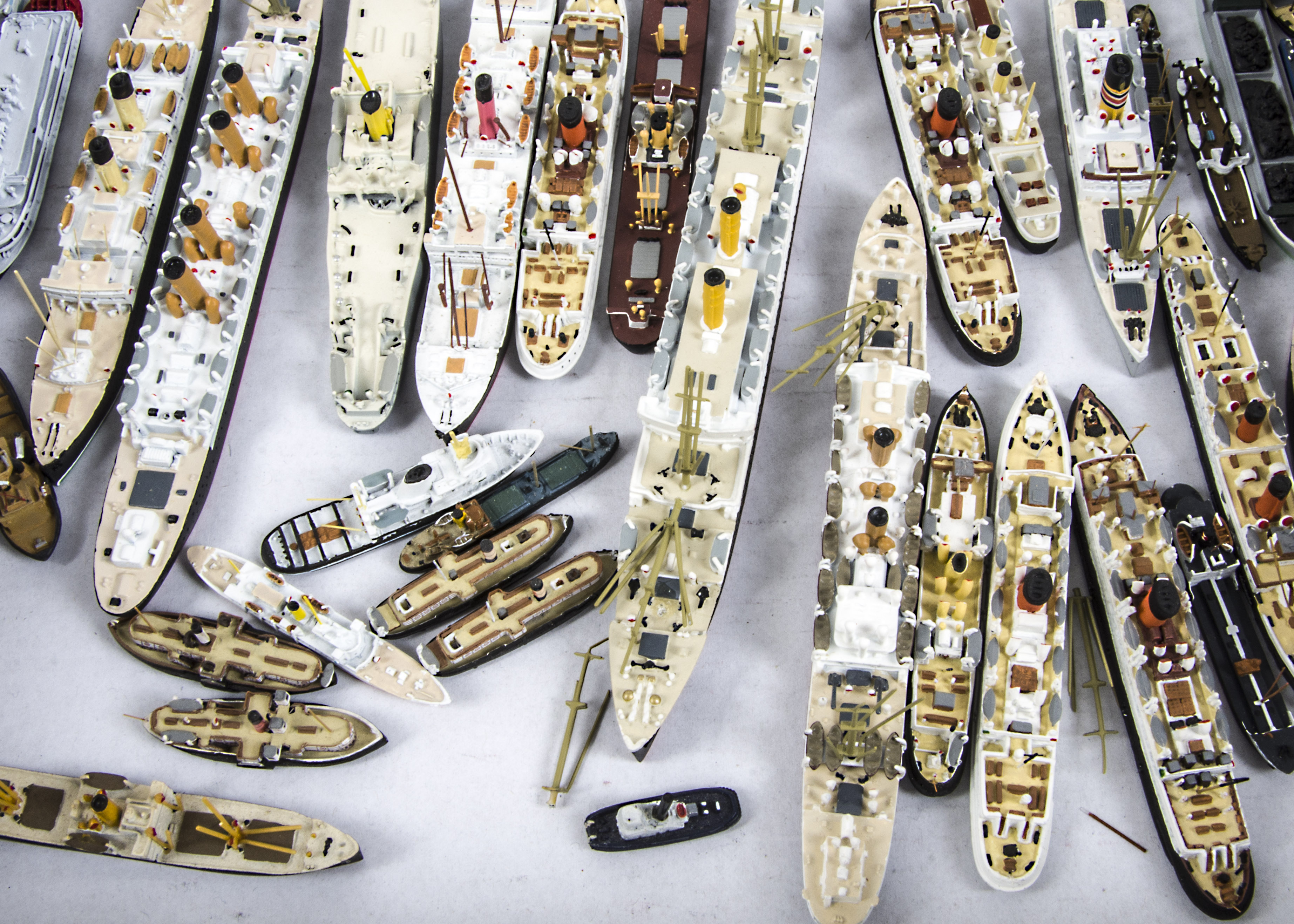 Various makers metal and resin 1:1200 and smaller scale Ocean Liners and Merchant waterline