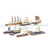 Various makers Sailing boats on wooden plinths, Johan Smitt Yacht, JSL Royalists and La Belle