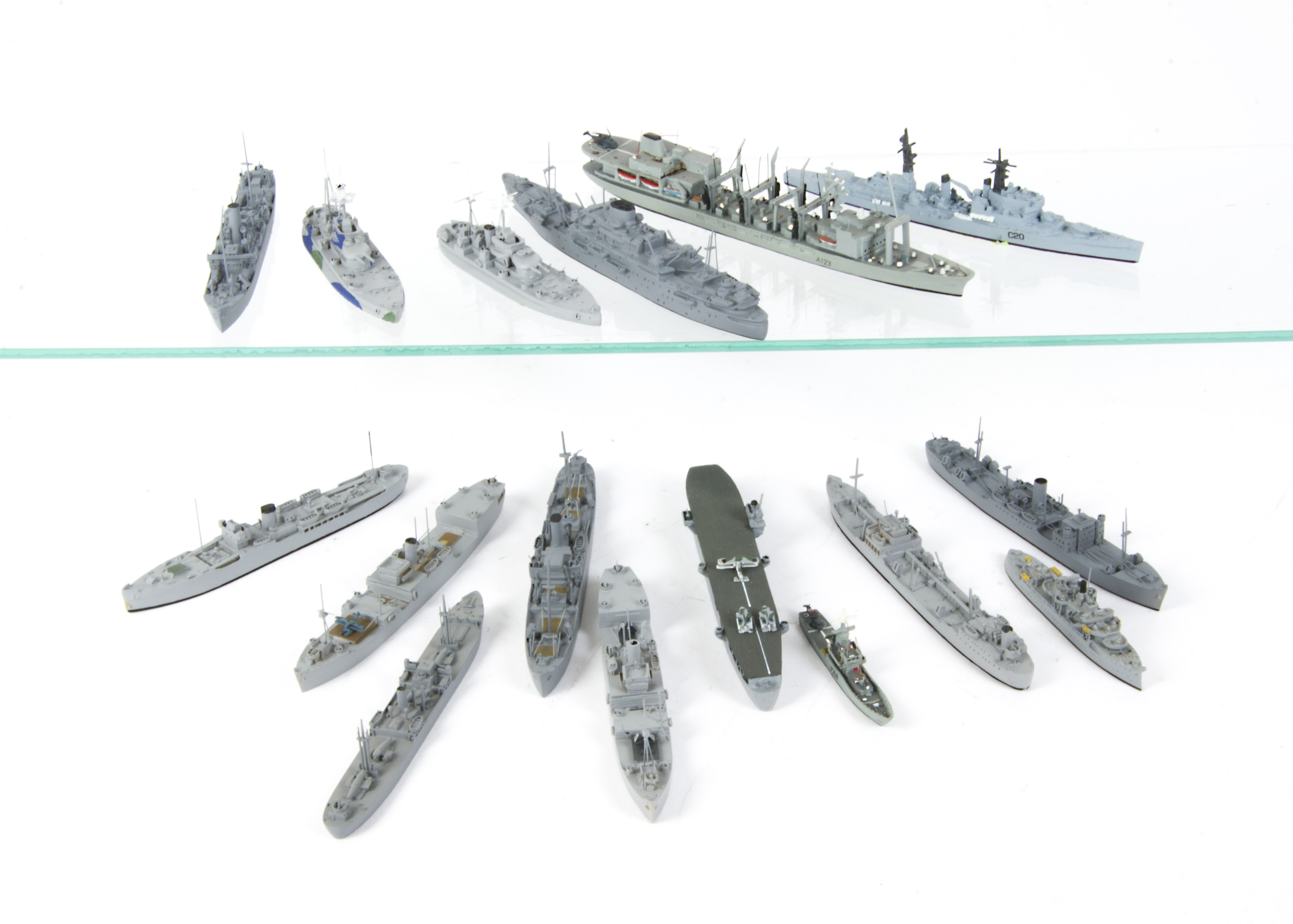 Various metal and resin Waterline 1:1200 or similar Naval Ships, including Nash built RFA Olna,