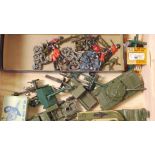 Military Vehicles and Lead Soldiers, Playworn diecast vehicles by Dinky, Matchbox and Corgi,