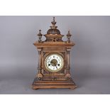 A 19th Century walnut mantel clock, by W E Watts, Nottingham, titled The Greenwich Clock, with