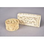 A 19th Century Chinese ivory carved rectangular box, lift out lid with pierced decoration of