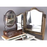 A Georgian mahogany oval dressing table mirror, frieze drawer, 34 cm wide x 48 cm high x 17.5 cm