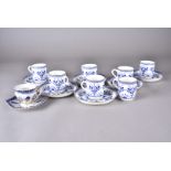 A six place late 19th Century blue and white coffee set, in the Aesthetic style, together with a
