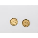Two Edward VII half sovereigns, dated 1907 and 1909, VF (2)