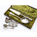 A collection of Victorian and 20th century silver and silver plated items, including a pair of