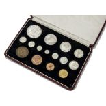 A George VI 1937 cased Specimen Coin set, the 15 coins ranging from a crown down to farthing and