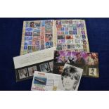 A collection of stamps and First Day Covers, one album of FDCs, an album of PHQ postcards, a bag