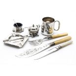 A collection of Georgian and later silver and silver plated items, including a Victorian silver